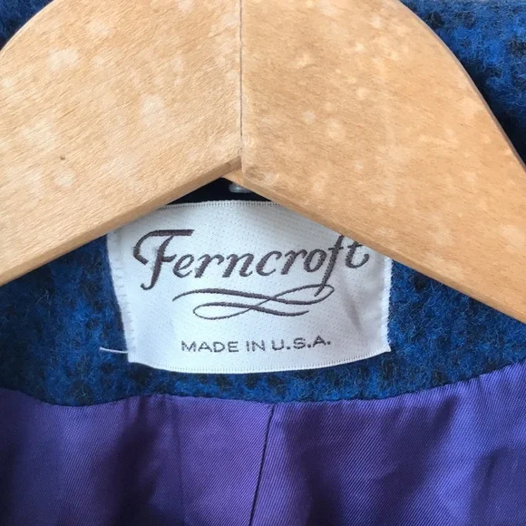 SOLD! VTG 70s Ferncroft 100% Wool Mottled Blue Overcoat, 11/12P, Union Made - Picture 6 of 9